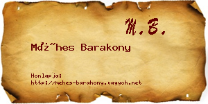 Méhes Barakony névjegykártya